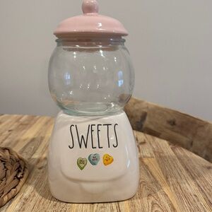 Rae Dunn Pink and Cream Sweets Jar EUC
RARE